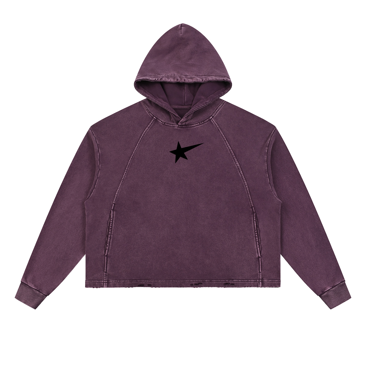 void design qc Vintage Washed Frayed-Hem Hoodie