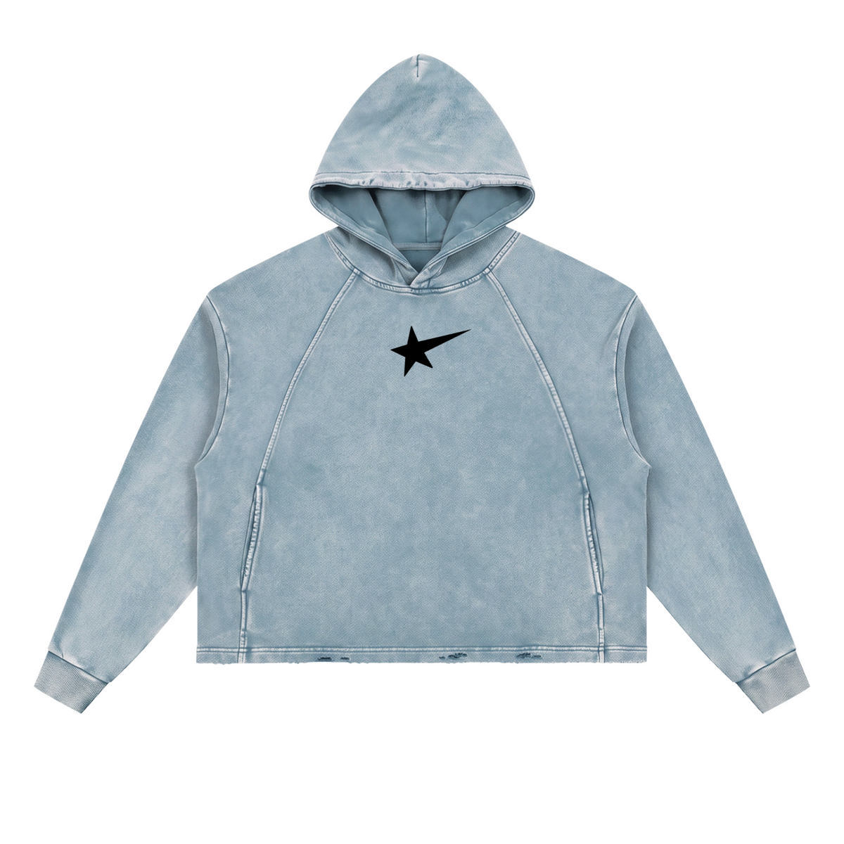 void design qc Vintage Washed Frayed-Hem Hoodie