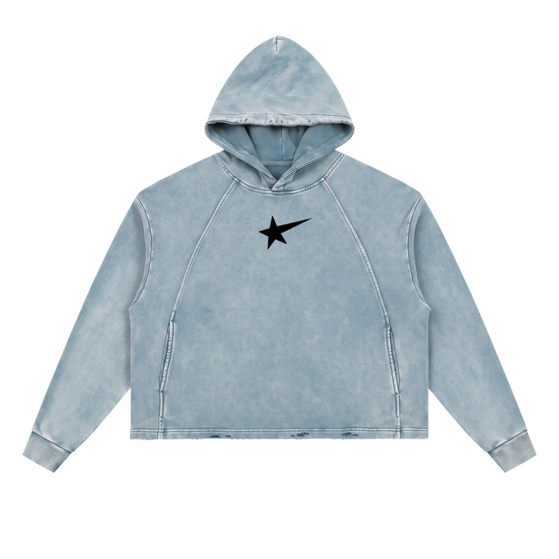 void design qc Vintage Washed Frayed-Hem Hoodie